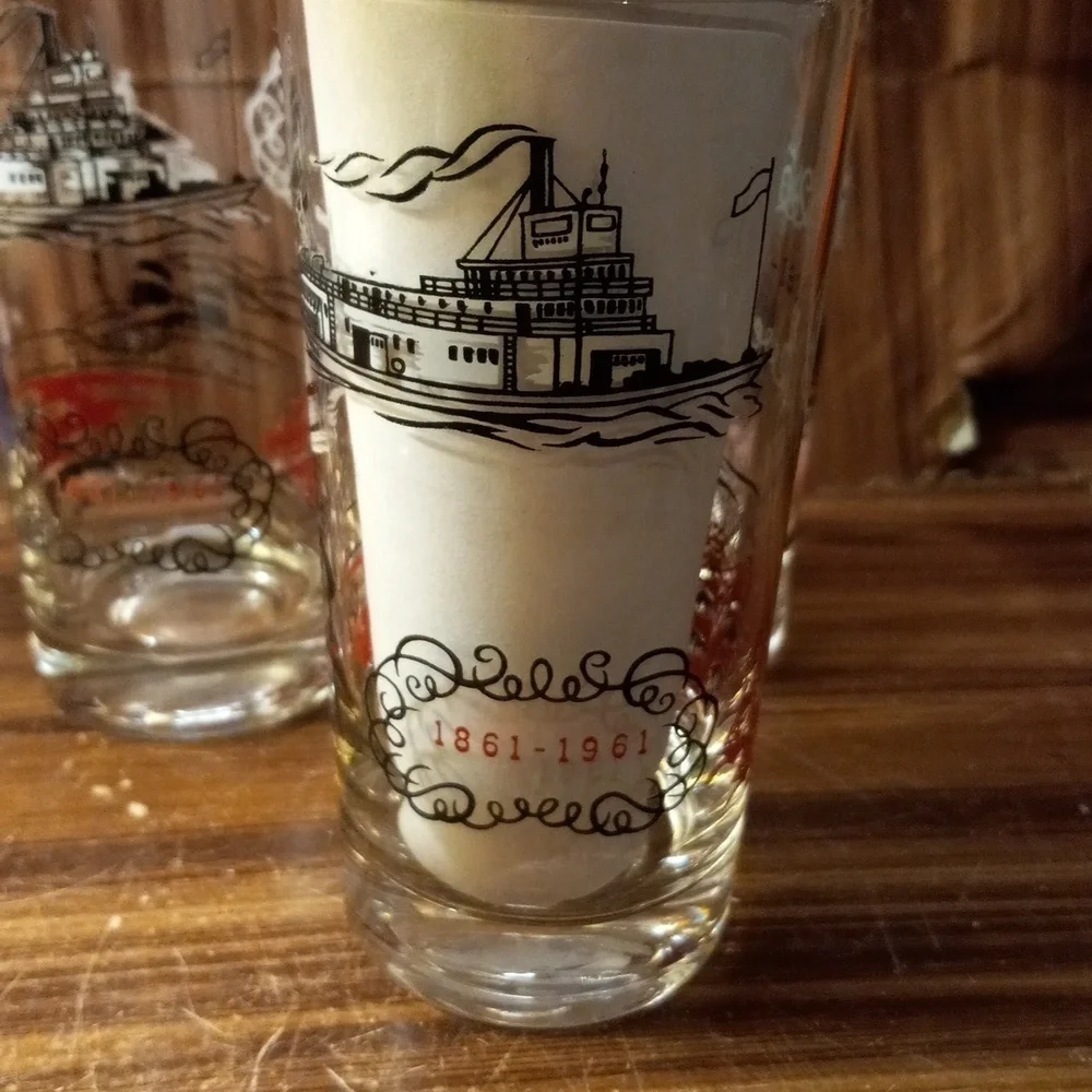 Vintage 1961 transportation glasses set of 5